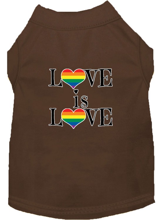 Love is Love Screen Print Dog Shirt Brown XXL